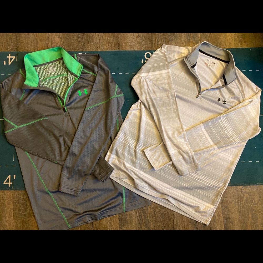 Two men’s Medium Under Armour quarter zips